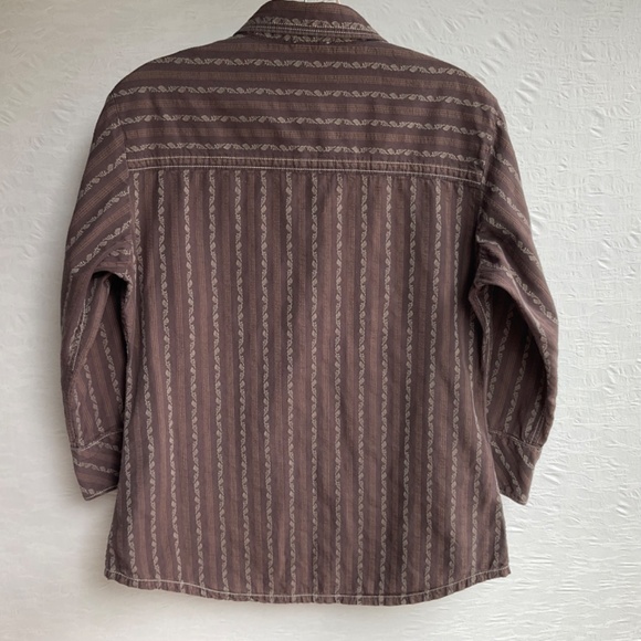 The North Face Women’s Button (Snap) Up Shirt 3/4 Sleeve w/ Roll Tabs Brown Sz M - Picture 3 of 9